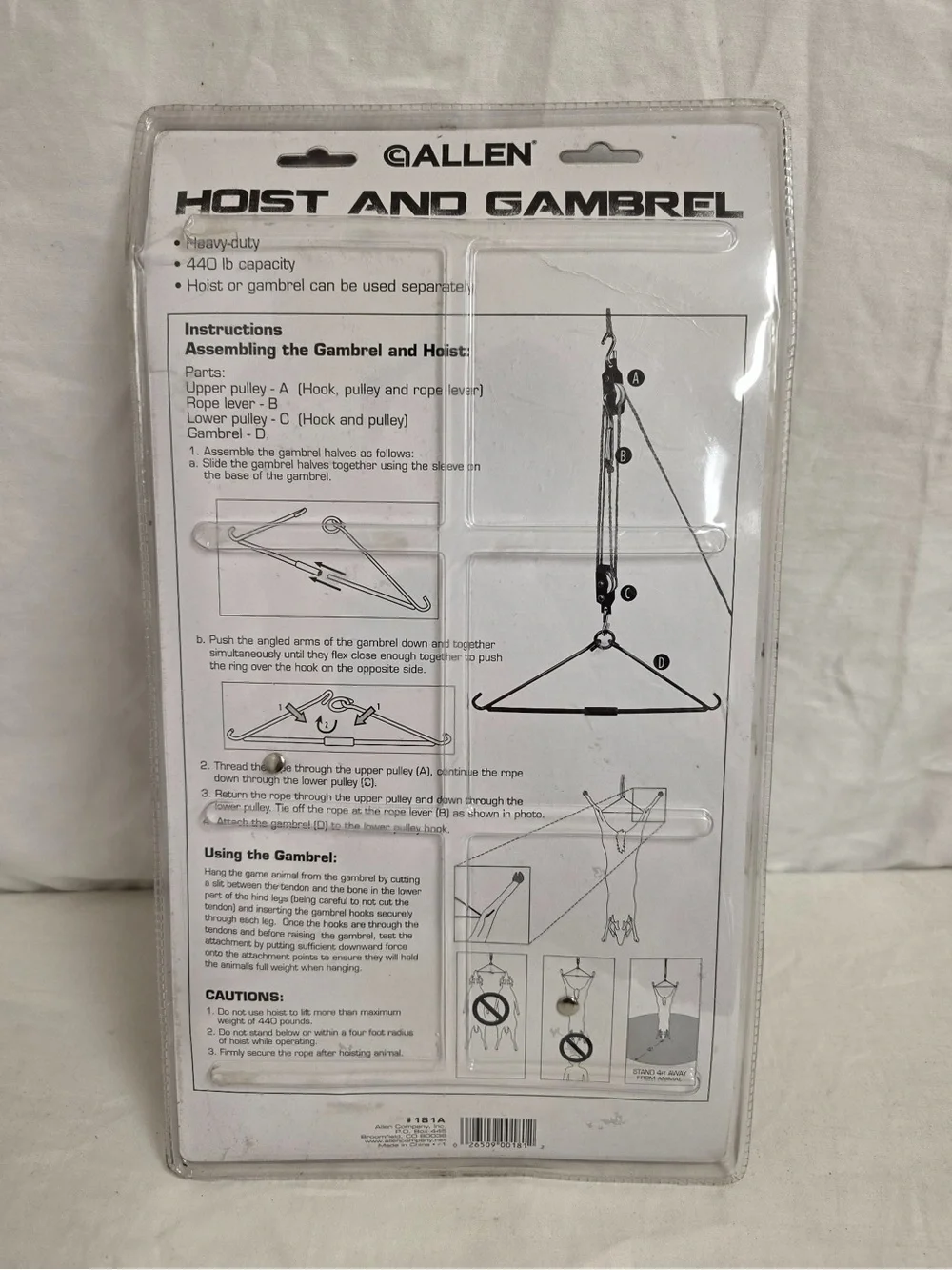 Allen 181A Hoist & Gambrel Kit 440 lb Capacity Folding Game Deer New